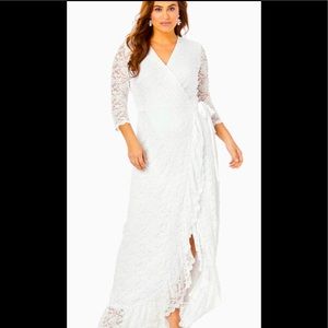 Roaman’s lace wrap dress